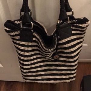 The Sak black and white striped purse
